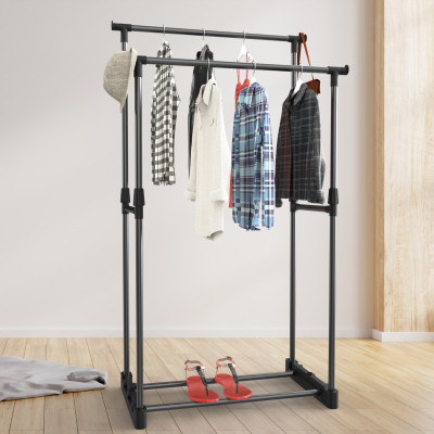 Doppel-Kleiderständer „Burro“ mit Schuhregal „Ergo“ in Schwarz, 77 x 39 x 157 cm 7house