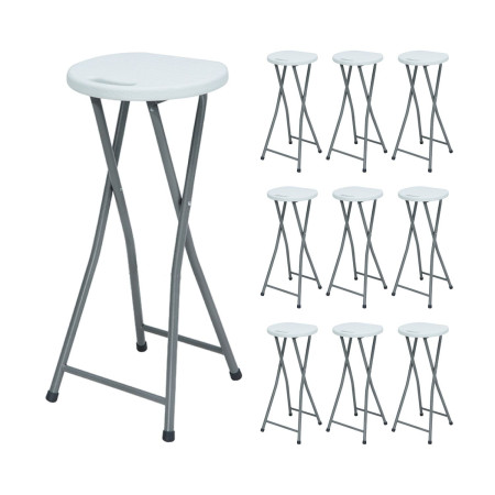 Pack 10 Taburetes Plegables Alto Blanco 30x76cm Thinia Home Taburetes 1