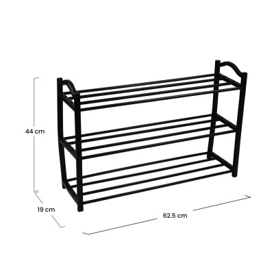 Estantería Zapatero 3 Baldas Zip Negro 62,5x19x44cm Thinia Home Zapateros 5