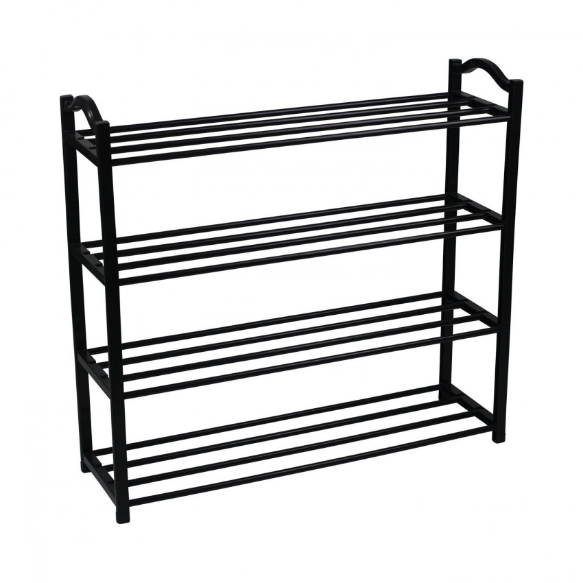 Estantería Zapatero 4 Baldas Neo Negro 63x20x62cm Thinia Home Percheros y Zapateros 1