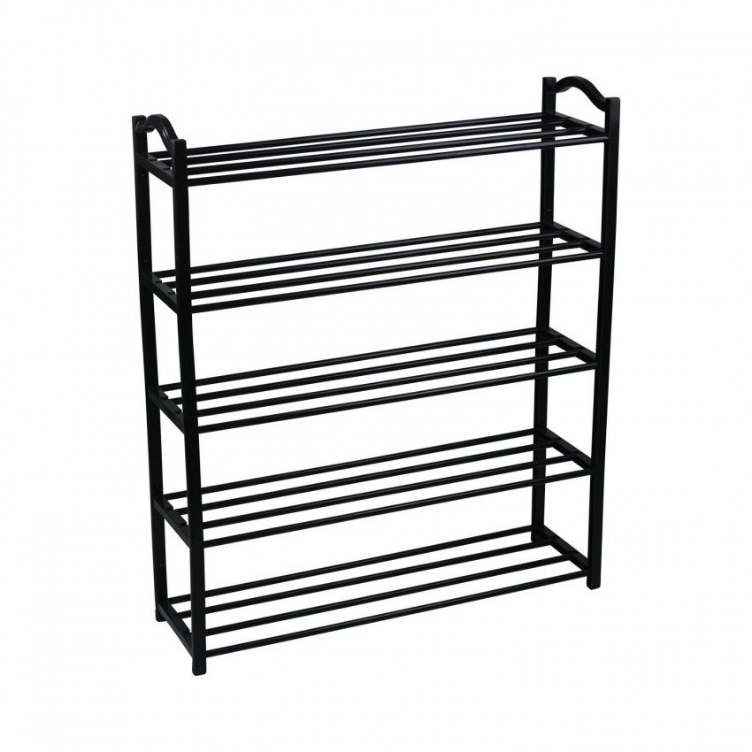Estantería Zapatero 5 Baldas Sir Negro 63x20x79cm Thinia Home Percheros y Zapateros 1