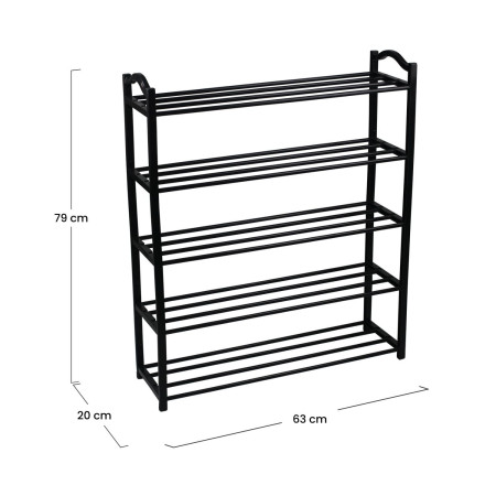 Estantería Zapatero 5 Baldas Sir Negro 63x20x79cm Thinia Home Zapateros 5
