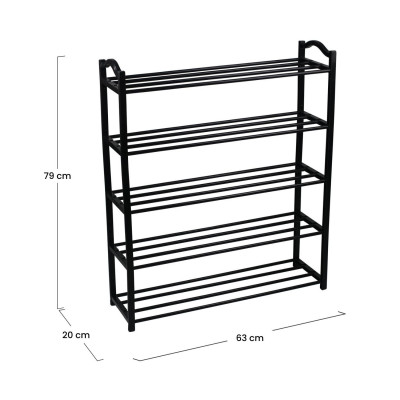 Sapateira 5 prateleiras Sir Black 63x20x79cm Thinia Home Cabides e sapateiras 5