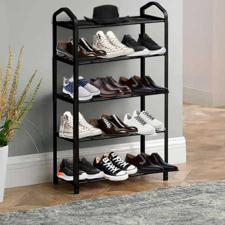 Estantería Zapatero 5 Baldas Sir Negro 63x20x79cm Thinia Home Percheros y Zapateros 6