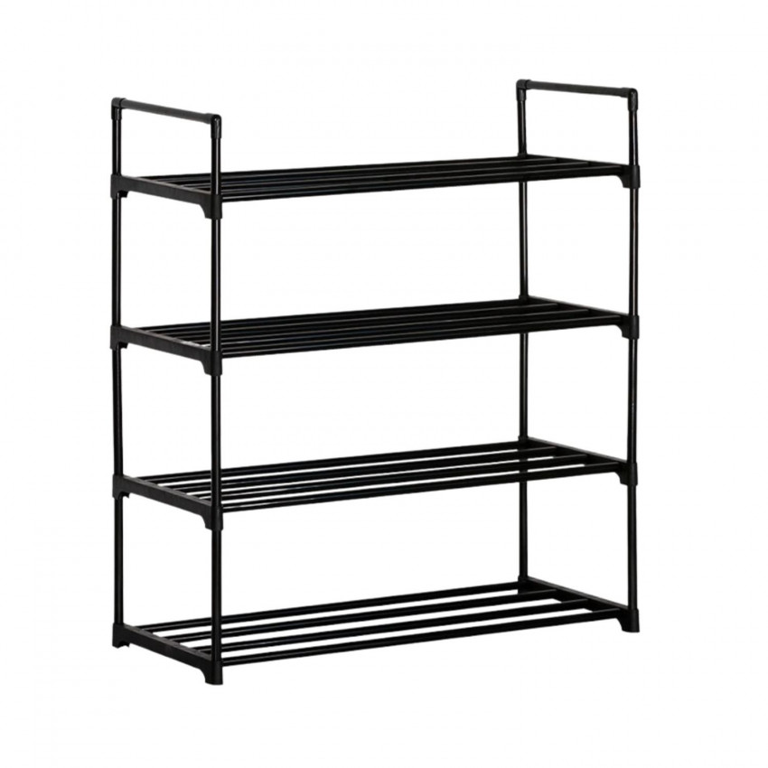 Estantería Zapatero Metálico 4 Baldas Intra Negro 65x30x74cm Thinia Home Percheros y Zapateros 1