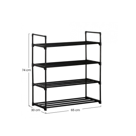 Estantería Zapatero Metálico 4 Baldas Intra Negro 65x30x74cm Thinia Home Zapateros 5