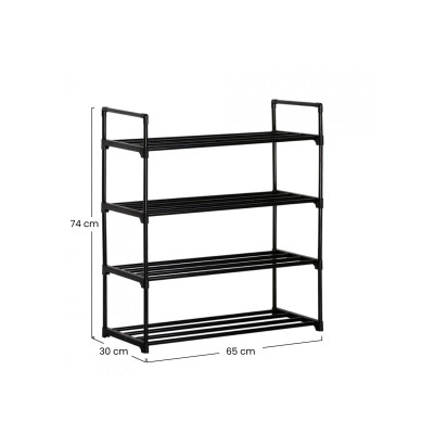 Estantería Zapatero Metálico 4 Baldas Intra Negro 65x30x74cm Thinia Home Zapateros 5