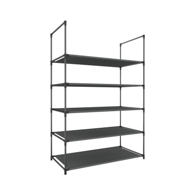 Zapatero Metálico Plateado con 5 Baldas 60x30x90cm Thinia Home Muebles de Almacenaje 1