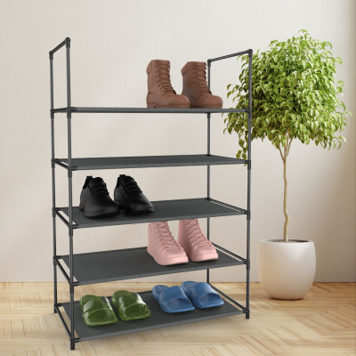 Sapateira metálica prateada com 5 prateleiras 60x30x90cm Thinia Home Cabides e sapateiras 4