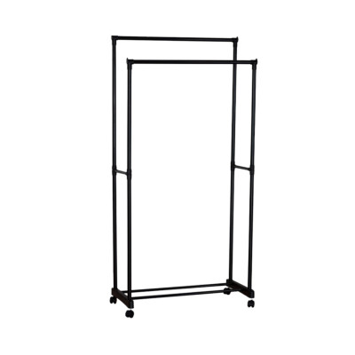 Bengaleiro duplo de metal com sapateira Fredo Preto 157x74,5x39cm Thinia Home Bengaleiros e sapateiras 1