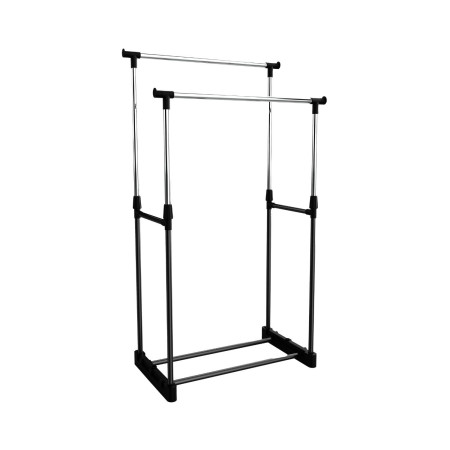 Burro Perchero Doble con Zapatero Steak Plateado/Negro 74x42x157cm Thinia Home Percheros 1