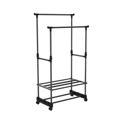 Burro Perchero Doble con Zapatero Clado Negro 74x42x157cm Thinia Home Percheros 1