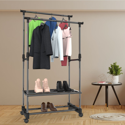 Burro Perchero Doble con Zapatero Clado Negro 74x42x157cm Thinia Home Percheros 3