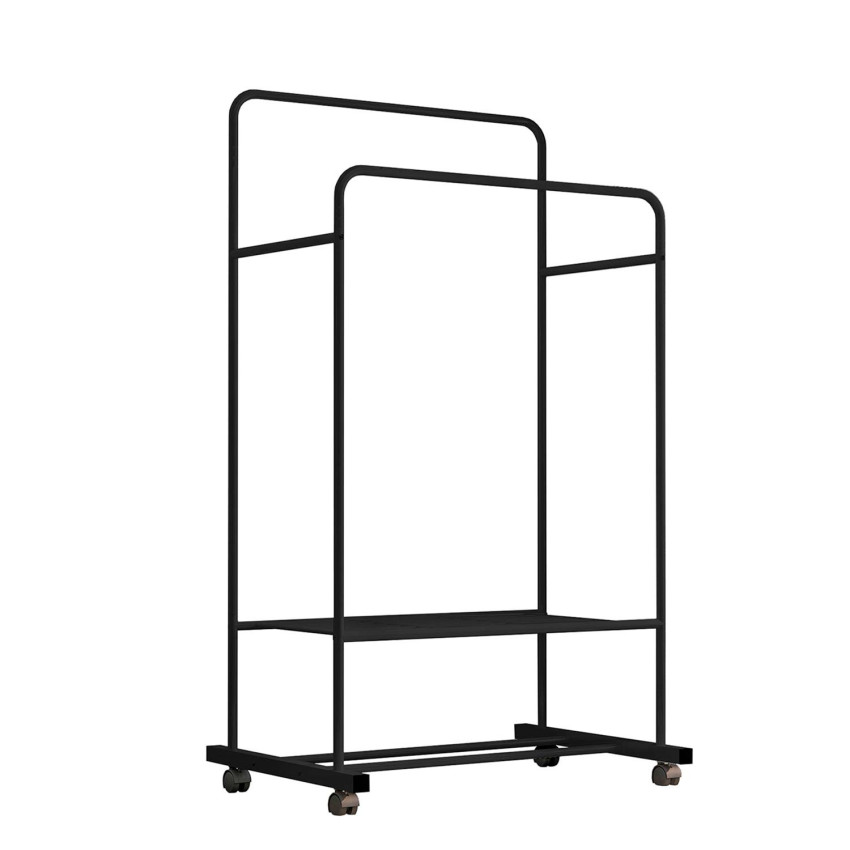 Burro Perchero Doble con Zapatero y 1 Balda Tech Negro 80x51x160cm Thinia Home Percheros 1