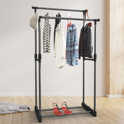 Burro Perchero Doble con Zapatero Ergo Negro 77x39x157cm Thinia Home Percheros 3