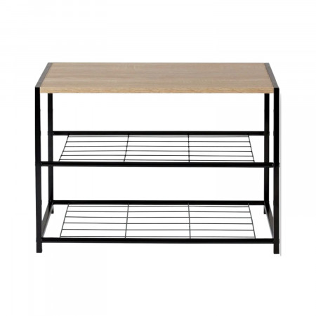 Banco Zapatero Estilo Industrial 2 Baldas Erme Negro/Marrón 63x30x43cm O91 Percheros y Zapateros 2