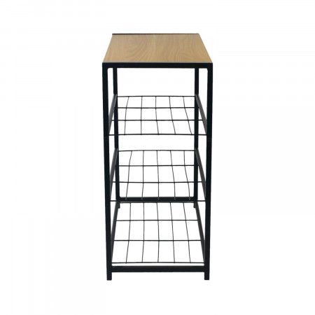 Banco Zapatero Estilo Industrial 3 Baldas Erbu Negro/Marrón 63x30x63cm O91 Mobiliario 3