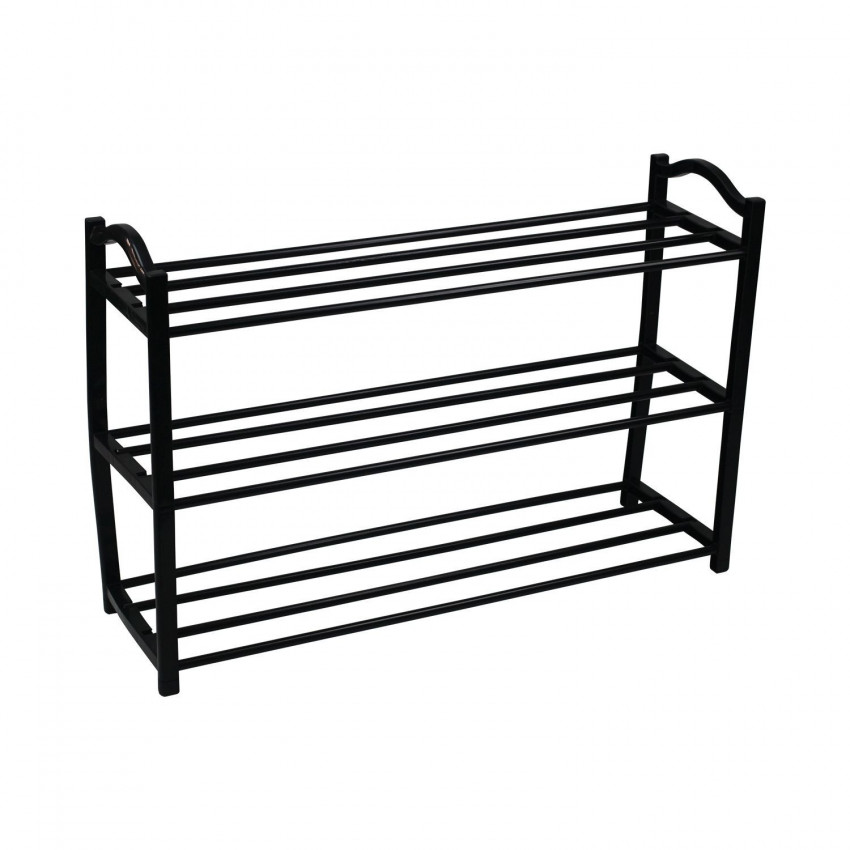 Sapateira 3 prateleiras Zip Preto 62,5x19x44cm O91 Mobiliario 1
