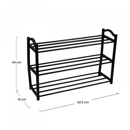 Sapateira 3 prateleiras Zip Preto 62,5x19x44cm O91 Mobiliario 5