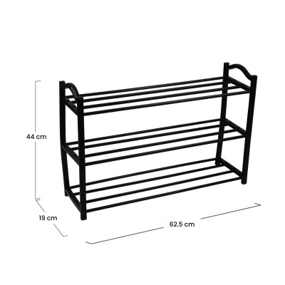 Sapateira 3 prateleiras Zip Preto 62,5x19x44cm O91 Mobiliario 5