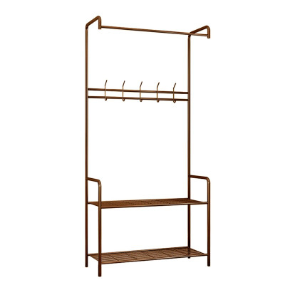 Perchero de Barra en Suspensión Metálico con Zapatero y 1 Balda Lacio Marrón 72x32x165cm O91 Percheros y Zapateros 1