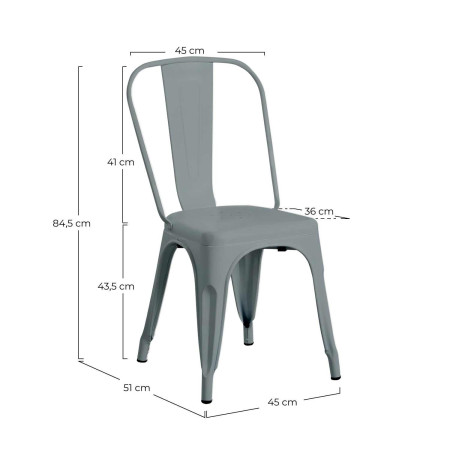 Silla Industrial Strong 45x54x85cm Thinia Home Mobiliario Hostelería Interior 27