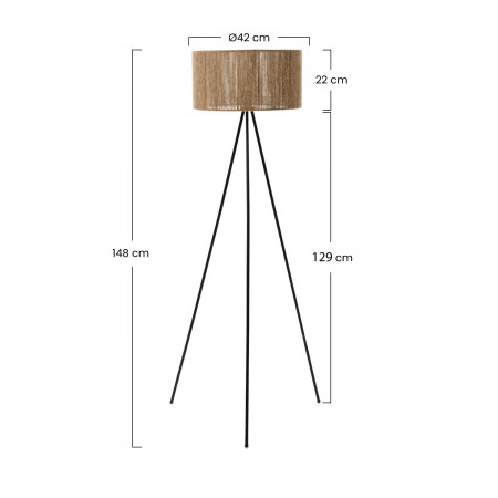 Lámpara de Pie Budi Beige 42x148cm O91 Lámparas de Pie 4