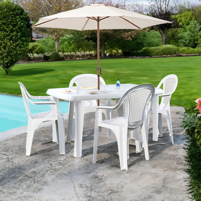 Mesa de Resina Oval/Rectangular Vistara Blanco 140x85x72cm O91 Mesas de Jardín 5