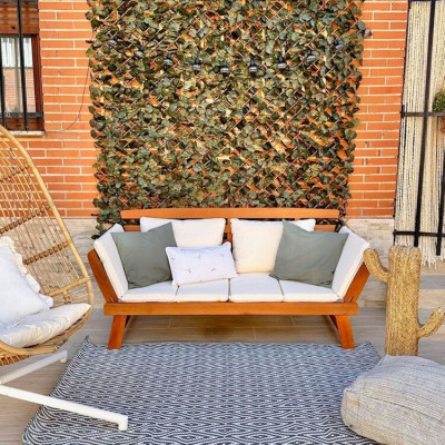 Banco de Jardín Modular con Cojines Merida Madera de Acacia 212x69x80cm 7house Bancos y Sofás de Exterior 3