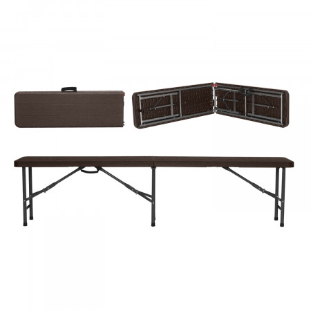 Conjunto Plegable Mesa con 2 Bancos de 180cm Catering Efecto Madera 7house Conjuntos para Jardín 3