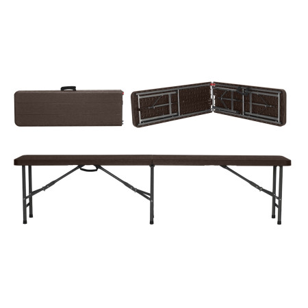 Conjunto Plegable Mesa con 2 Bancos de 180cm Catering Efecto Madera 7house Conjuntos de Jardín 3