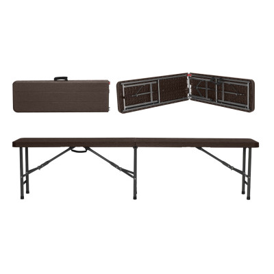Conjunto Plegable Mesa con 2 Bancos de 180cm Catering Efecto Madera 7house Conjuntos de Jardín 3