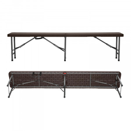Pack 2 Bancos Plegables Catering Efecto Ratán 180x28x43cm 7house Bancos y Sofás de Exterior 2
