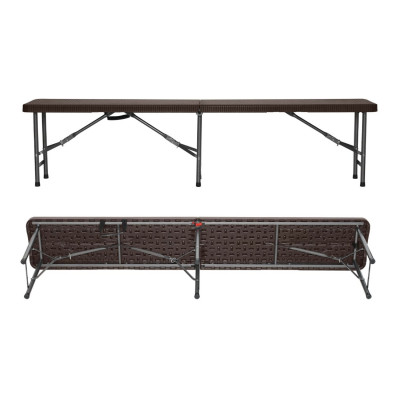 Pack 2 Bancos Plegables Catering Efecto Ratán 180x28x43cm 7house Bancos y Sofás de Exterior 2