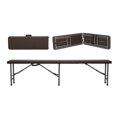 Pack 2 Bancos Plegables Catering Efecto Ratán 180x28x43cm 7house Bancos y Sofás de Exterior 5