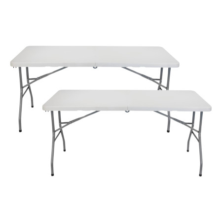 Pack 2 Mesas Plegables Rectangulares para Catering Blanco 150x74cm Thinia Home Mesas de Jardín 1