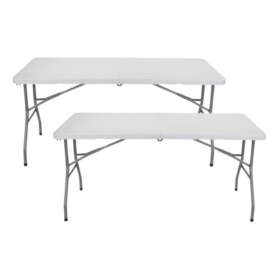 Pack 2 Mesas Plegables Portátiles Resina 150cm Blanco Thinia Home Mesas Plegables 1