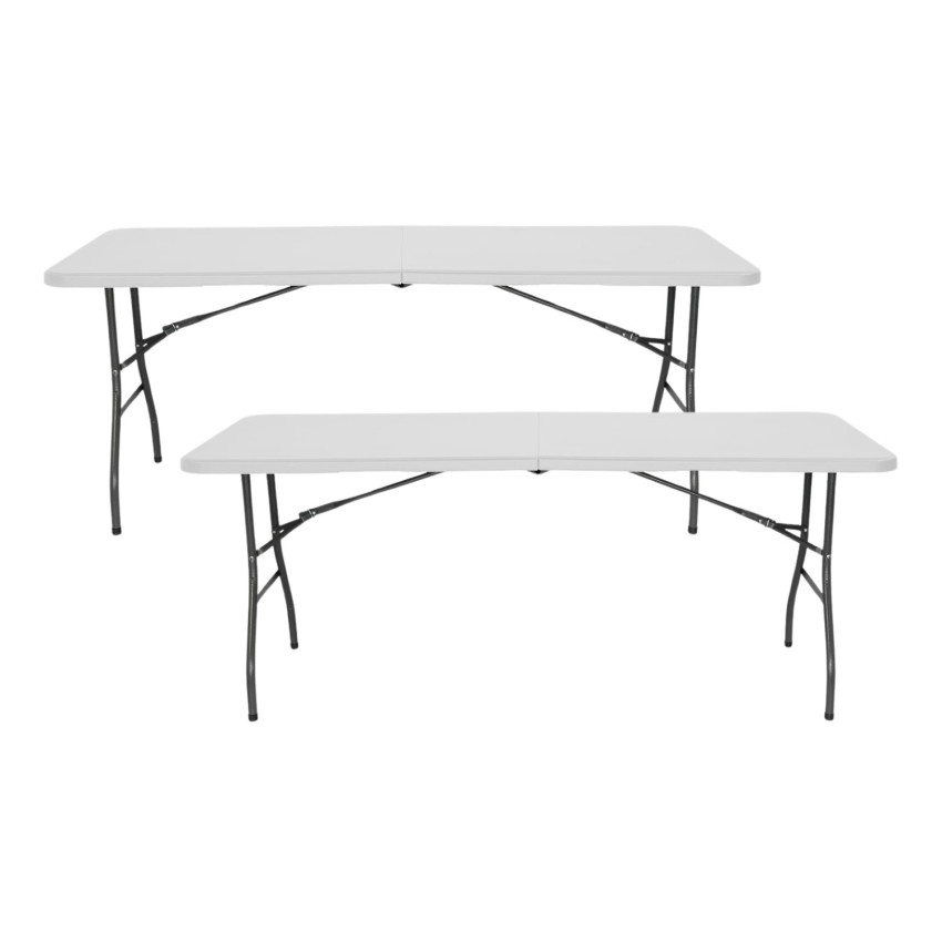 Pack 2 Mesas Plegables Rectangulares para Catering Blanco 240x74cm Thinia Home Mesas de Jardín 1