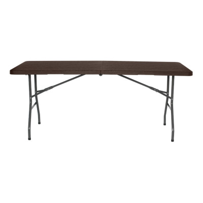 Mesa Plegable Portátil Resina 180cm Marrón Efecto Madera O91 Mesas Plegables 2