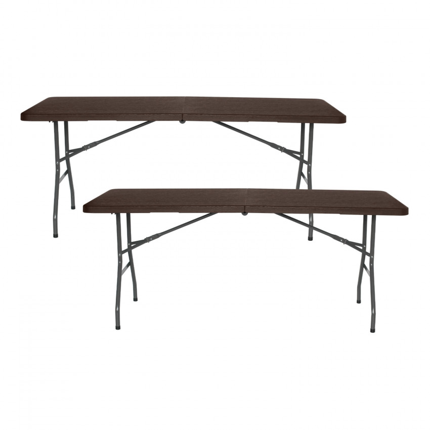 Pack 2 Mesas Plegables Portátiles Resina 180cm Marrón Efecto Madera O91 Mesas Plegables 1 Pack 2 Mesas Plegables Portátiles Resina 180cm Marrón Efecto Madera O91 Mesas Plegables 1