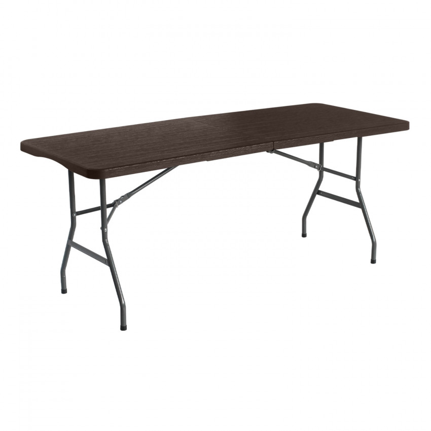 Mesa Plegable Portátil Resina 180cm Marrón Efecto Madera Thinia Home Mesas Plegables 1