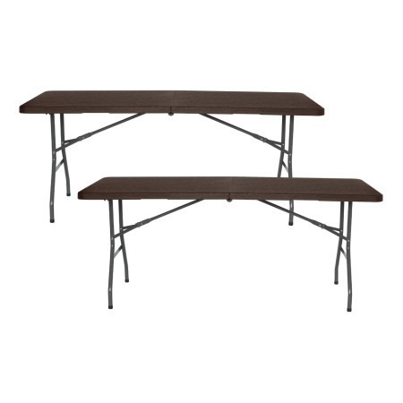 Pack 2 Mesas Plegables Rectangulares para Catering Efecto Madera 180x74cm Thinia Home Mesas de Jardín 1