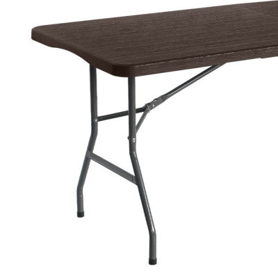Pack 2 Mesas Plegables Rectangulares para Catering Efecto Madera 180x74cm Thinia Home Mesas de Jardín 3