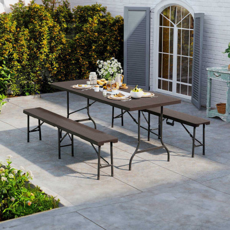 Pack 2 Mesas Plegables Rectangulares para Catering Efecto Madera 180x74cm Thinia Home Mesas de Jardín 7
