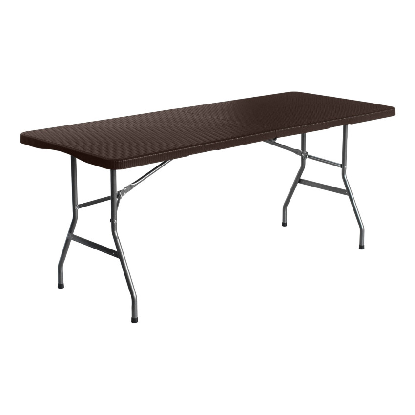 Mesa Plegable Rectangular para Catering Efecto Ratán 180x74cm Thinia Home Mesas de Jardín 1