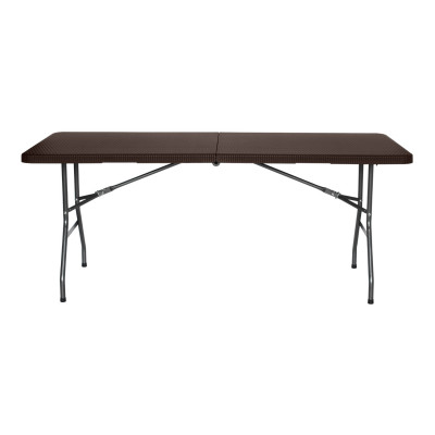 Mesa Plegable Portátil Resina 180cm Marrón Efecto Ratán Thinia Home Mesas Plegables 2