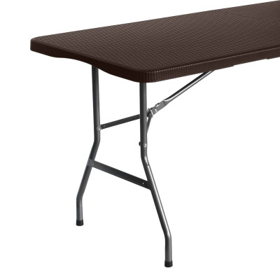 Mesa Plegable Rectangular para Catering Efecto Ratán 180x74cm Thinia Home Mesas de Jardín 3