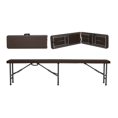 Pack 2 Bancos Plegables Catering Efecto Madera 180x28x43cm Thinia Home Bancos de Jardín 5