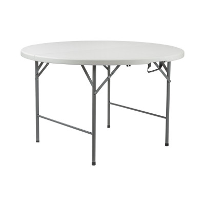 Mesa Plegable Portátil Resina Ø121cm Blanco Efecto Granito 7house Mesas Plegables 1