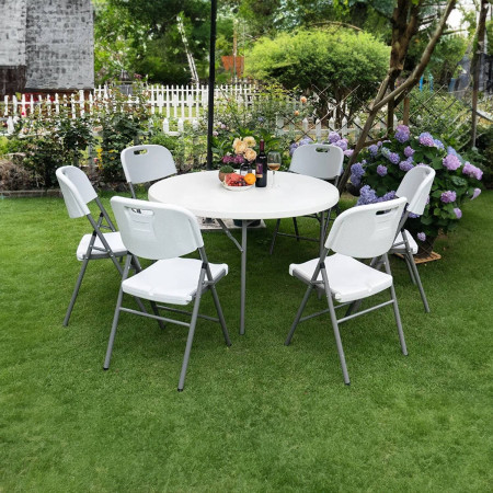Mesa Plegable Redonda para Catering Efecto Granito 120x74cm Thinia Home Mesas de Jardín 7